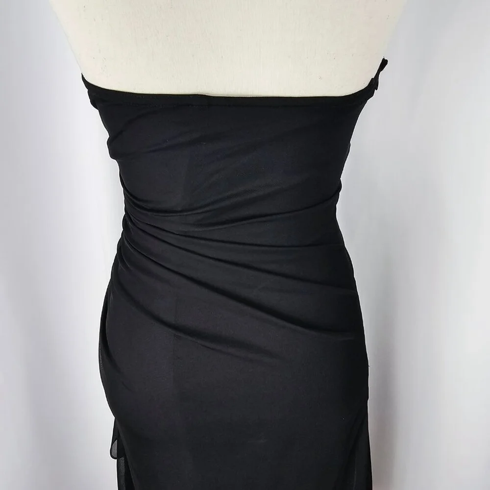 Betsy & Adam Women's Vintage Y2K Black Rhinestone Halter Bodycon Dress Size 4 - Picture 9 of 14